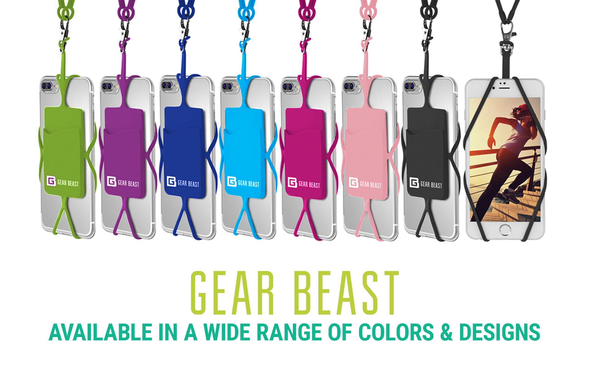 Gear Beast Cell Phone Lanyard - Universal Neck Phone Holder w/Card Pocket and Silicone Neck Strap - Compatible with Most Smartphones, Hot Pink