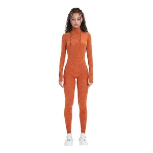 Orange Turtleneck Long Sleeve Full ECO Bodysuit