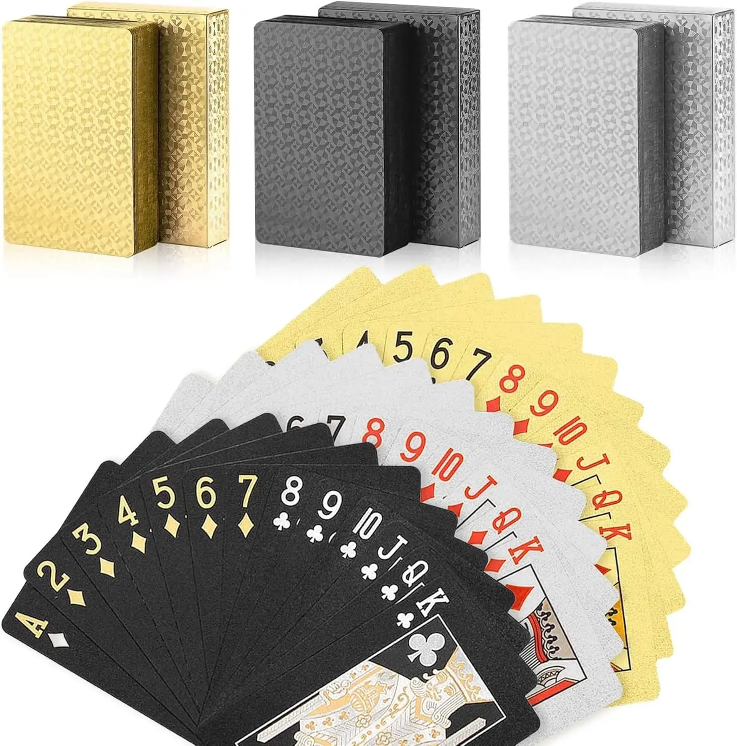 Black Waterproof Plastic Playing Cards – Standard Poker Deck, Durable Card Game Set for Parties, Family & Travel