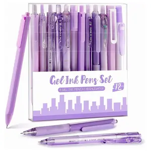 Gel Pens Set of 12, Cute Aesthetic Pens with Black & Pink Ink, 0.5mm Fine Point, Back to School Stationery, Office & Desk Supplies for Women & Teens, back to school supplies, cute stationery set for teens, pens for students and teachers