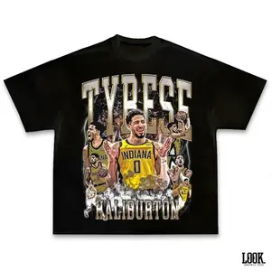 Tyrese Haliburton Graphic Tee, Y2K Rap Streetwear T-Shirt, Unisex Crew Neck Tee, Vintage Hip-Hop Graphic, Sports Style, Casual Cotton Fit