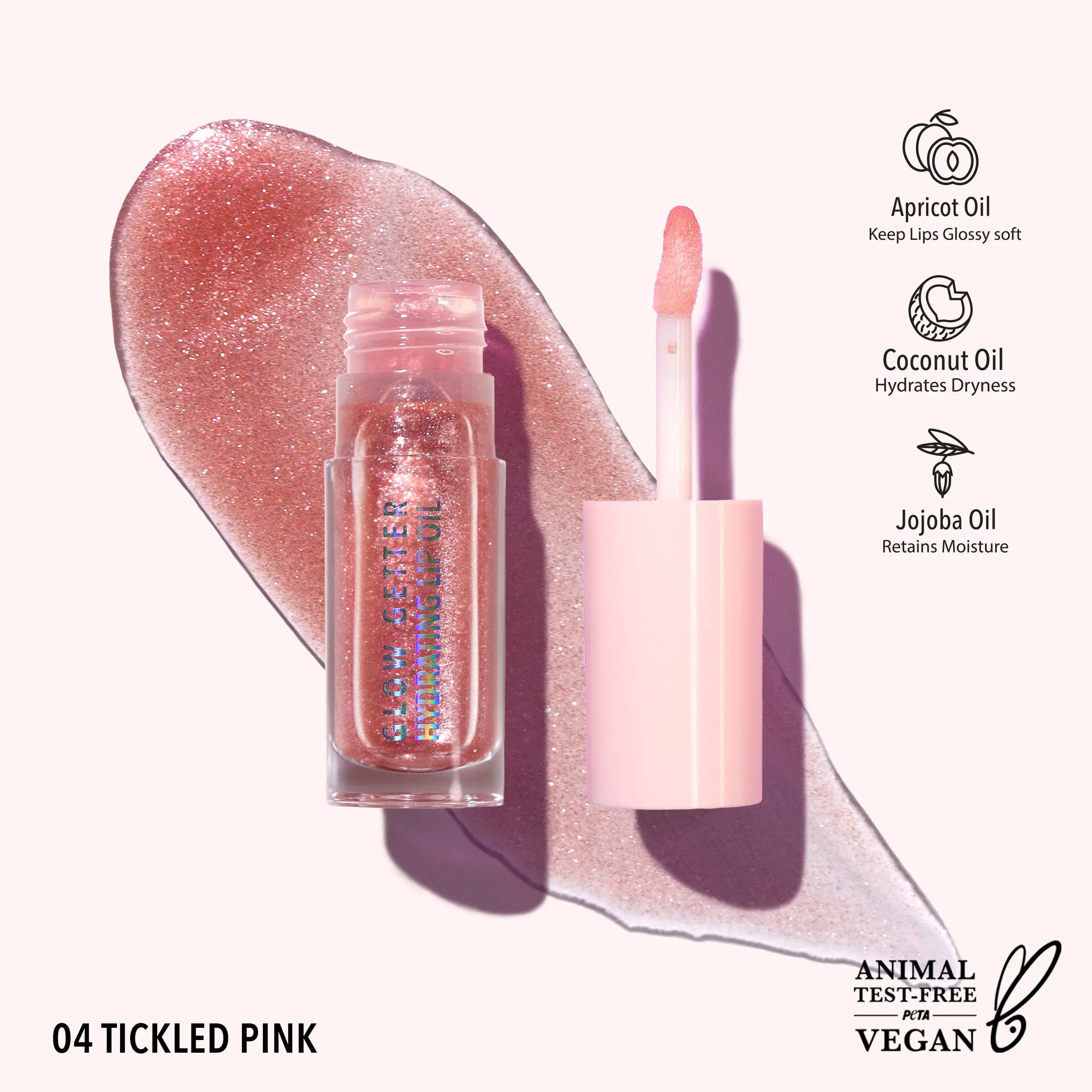 MOIRA | Glow Getter Hydrating Lip Oil (004, Tickled Pink) | Lightweight Glossy Lip Oil