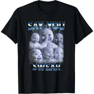 Cotton Say You Swear Ai Niche Baby Holding Back Laugh Gen Z Meme Tee