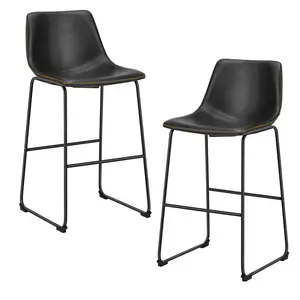 Bar Stools,Leather Bar Stools,Modern Bar Stools with Backrest,Counter Stools,Armless Bar Stools with Metal Feet,Footrests