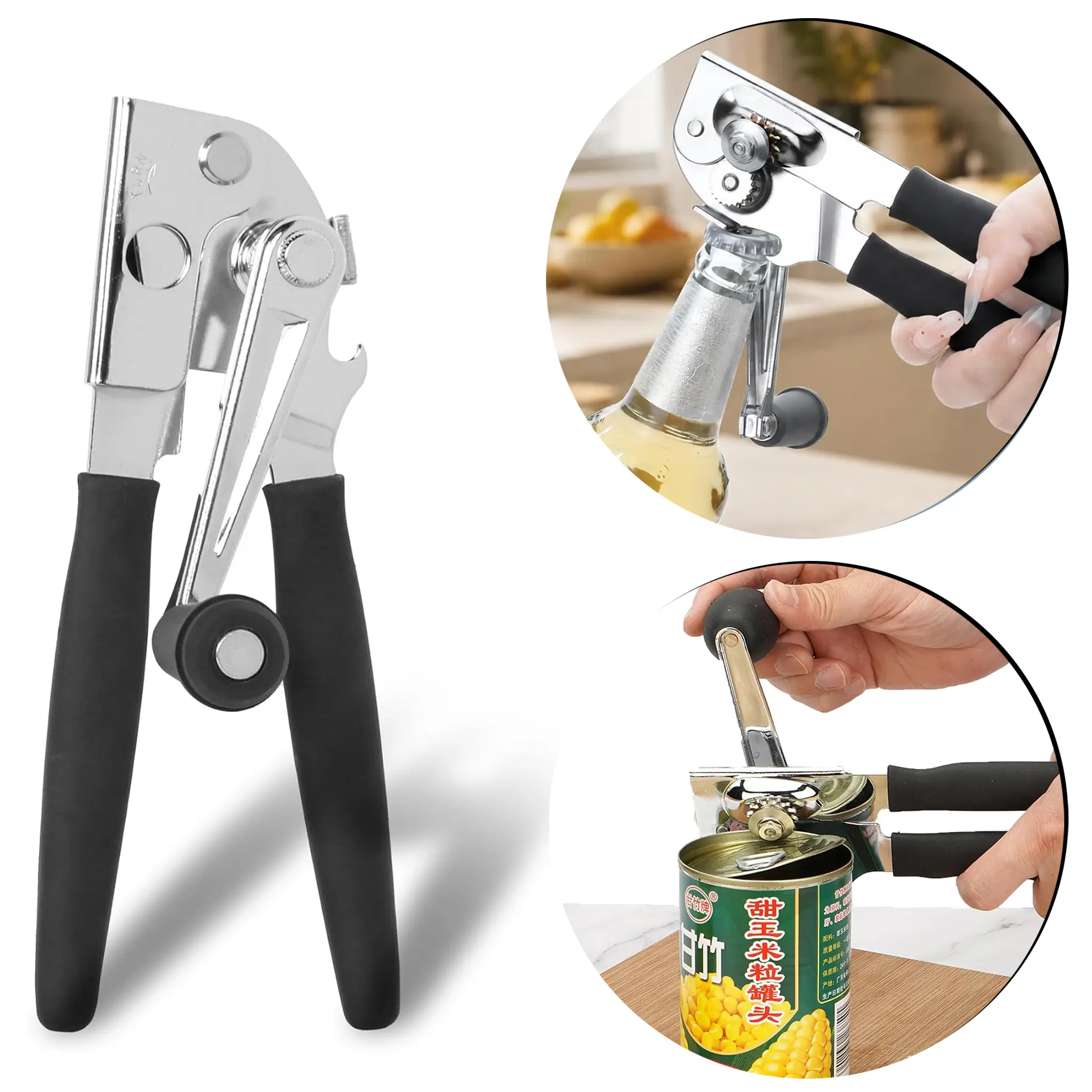Manual Can Opener with SoftHandles,Commercial Can Openers HeavyDuty, Ergonomic Easy-Turn Crank forSeniors,Industrial Can Opener for Restaurant