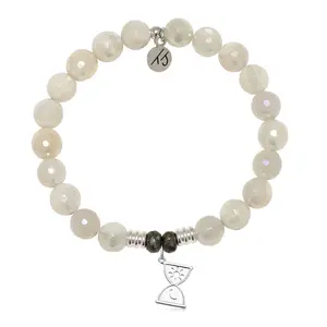 Moonstone Gemstone Bracelet with Trust in Time Sterling Silver Charm