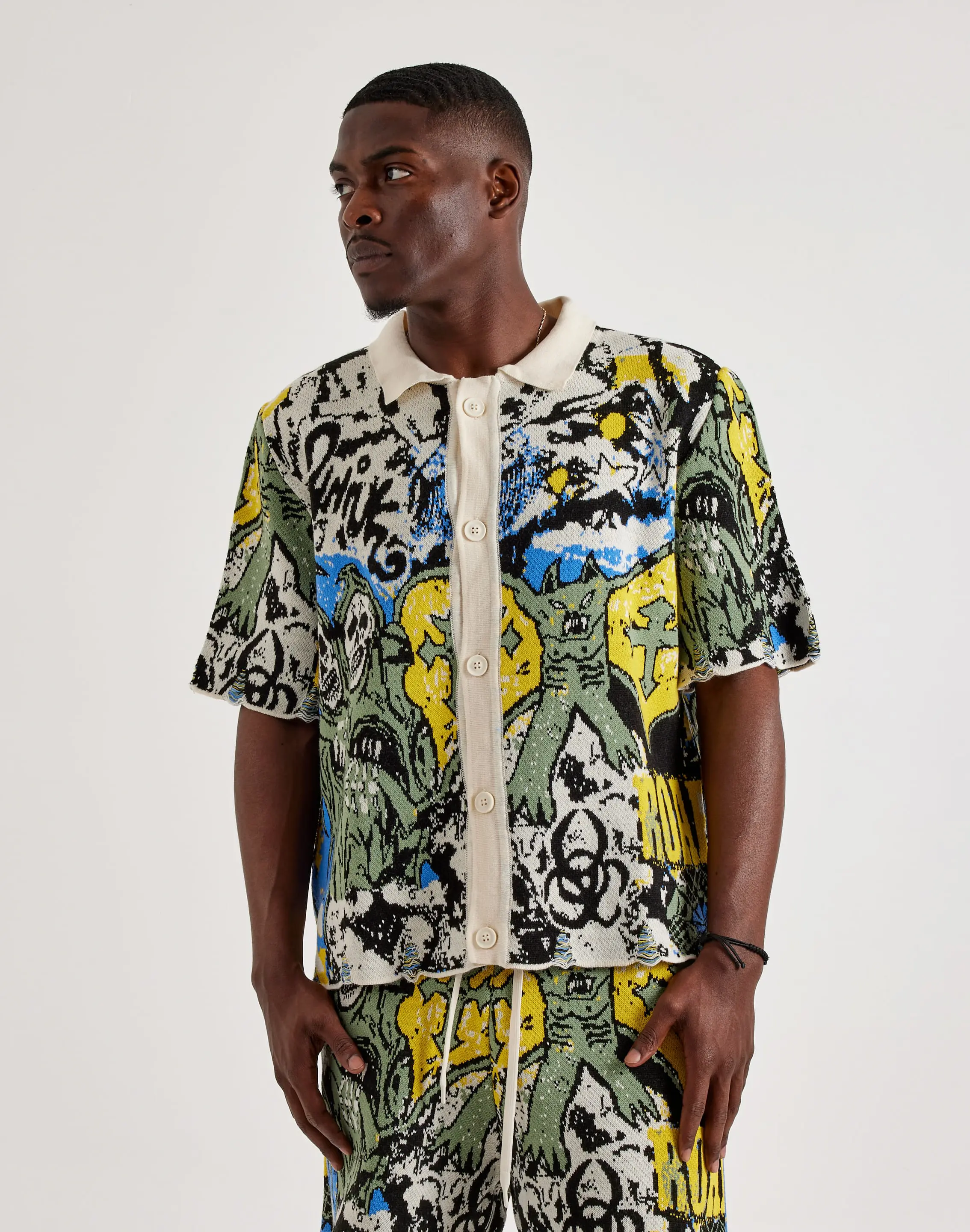 Mens Chapter By Kohli Road Warrior Knit Button-Up Shirt