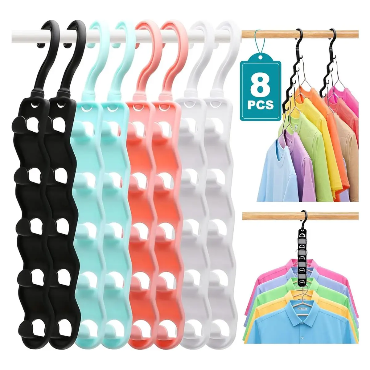 8 Pack Closet Organizer Hangers – Space Saving Clothes Storage for Thick Clothing