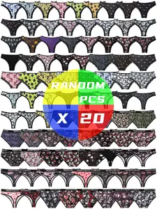 20pcs Random Women's Underwear, Gothic Print Alphabet Webbing Briefs, Comfortable Breathable High-Elastic Thongs, Sexy and Cute Intimates
