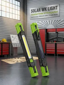 2026 upgraded solar lamp with hook and magnetic attachment. Rechargeable lamp, three-color lighting, suitable for car maintenance, garages, workshops and emergency lighting. High-brightness flashlight, LED rechargeable flashlight.