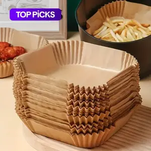 Disposable Air Fryer Paper Liner, 50pcs/set Round Non-Stick Oil-Proof Air Fryer Parchment Papers for Baking and Roasting, Nonstick Baking Tool