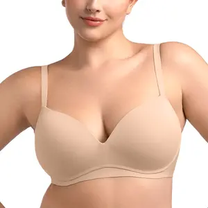 HSIA Women's Veronica Seamless Wireless Push Up Bra - Comfy, No Underwire, Lightly Padded, Plunge Deep V, Full Coverage, Recycled Stretch, Adjustable Smooth Convertible Straps, Wing Design, Hand Wash Only