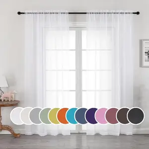 Sheer Curtains 84 inches Long 2 Panels Set for Living Room/Bedroom, Rod Pocket Voile Sheer Panel Drapes, White, 2pcs, Each 42" W x 84" L dining