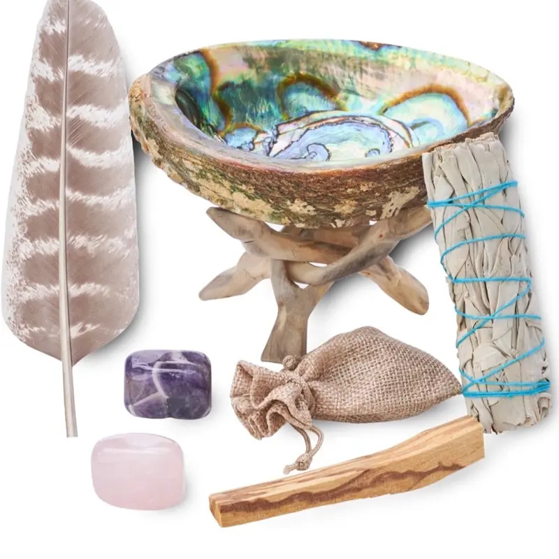 ENERGY CLEANSING KIT with White Sage, Amethyst, Palo Santo, Rose Quartz