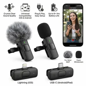 2-Pack Wireless Clip-On Mic for iPhone & Android | Creator Essential for Vlogs & Streams