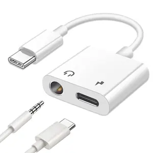 2in1 USB C Headphone Adapter PD and 3.5mm Plug to USB C Headset Splitter,Headphone Audio & Charger Compatible with Google Pixel 2/3xl,Samsung Tab and iPad (USB C+3.5mm to USB C)