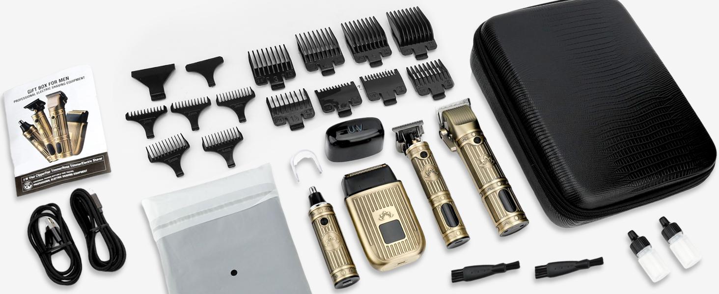 Hair Clippers for Men Professional & Beard Trimmer Kit,Foil Shaver Nose Hair Trimmer for Man,Cordless Clippers and Hair Trimmers Set,Men's Shaving Fade Haircut Kit LED Display,Mens Gifts