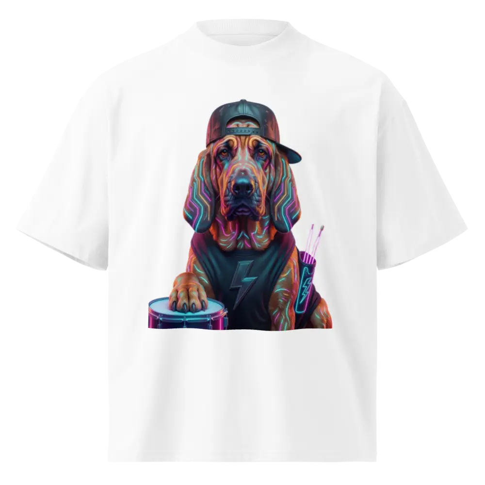 Born to Drum  Neon Dog Oversized Graphic Tee