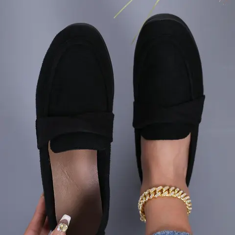 Women's Fashionable Solid Color Slip on Flat Shoes, Casual Comfortable Loafers for Daily Wear, Lightweight Breathable Shoes for Women & Girls, Slip on Flats, Casual Trendy Flat, Breathable Footwear