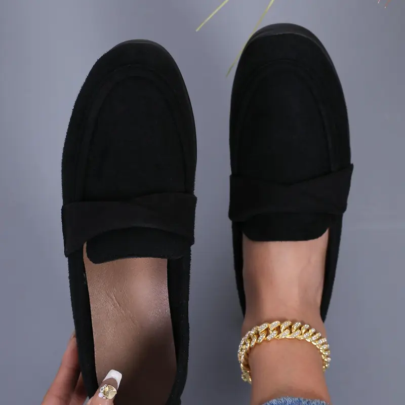 Women's Fashionable Solid Color Slip on Flat Shoes, Casual Comfortable Loafers for Daily Wear, Lightweight Breathable Shoes for Women & Girls, Slip on Flats, Casual Trendy Flat, Breathable Footwear