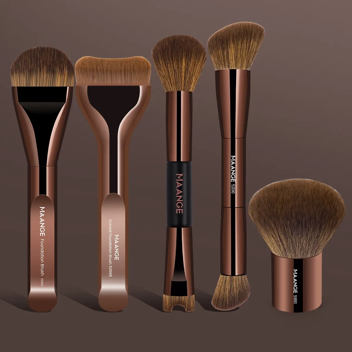 MAANGE 5pcs Makeup Brush Set, Synthetic Makeup Brushes, Cosmetic Brushes, Foundation, Loose Powder, Blush, Contour & Concealer Brushes, Makeup Tool for Even Application, for Liquid and Cream Foundations, Makeup Gifts for Friends