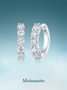 Elegant Moissanite Hoop Earrings for Women, S925 Silver Color, Sparkling Beach Party Jewelry, Ideal for All Seasons & Gifts