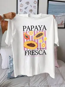 Papaya Fresca Tropical Fruit White T-Shirt | Casual Rio Streetwear Top | Premium Cotton Fabric | Bright Tropical Fruit Aesthetic | Relaxed Oversized Fit | Eye-Catching Papaya & Citrus Print | Versatile Daily Wear | Perfect for Summer/Beach Style Fans