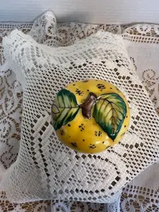 Indulge in the Beauty of Nature: Hand-Painted APPLE and Bumble Bee Limoges Trinket Box