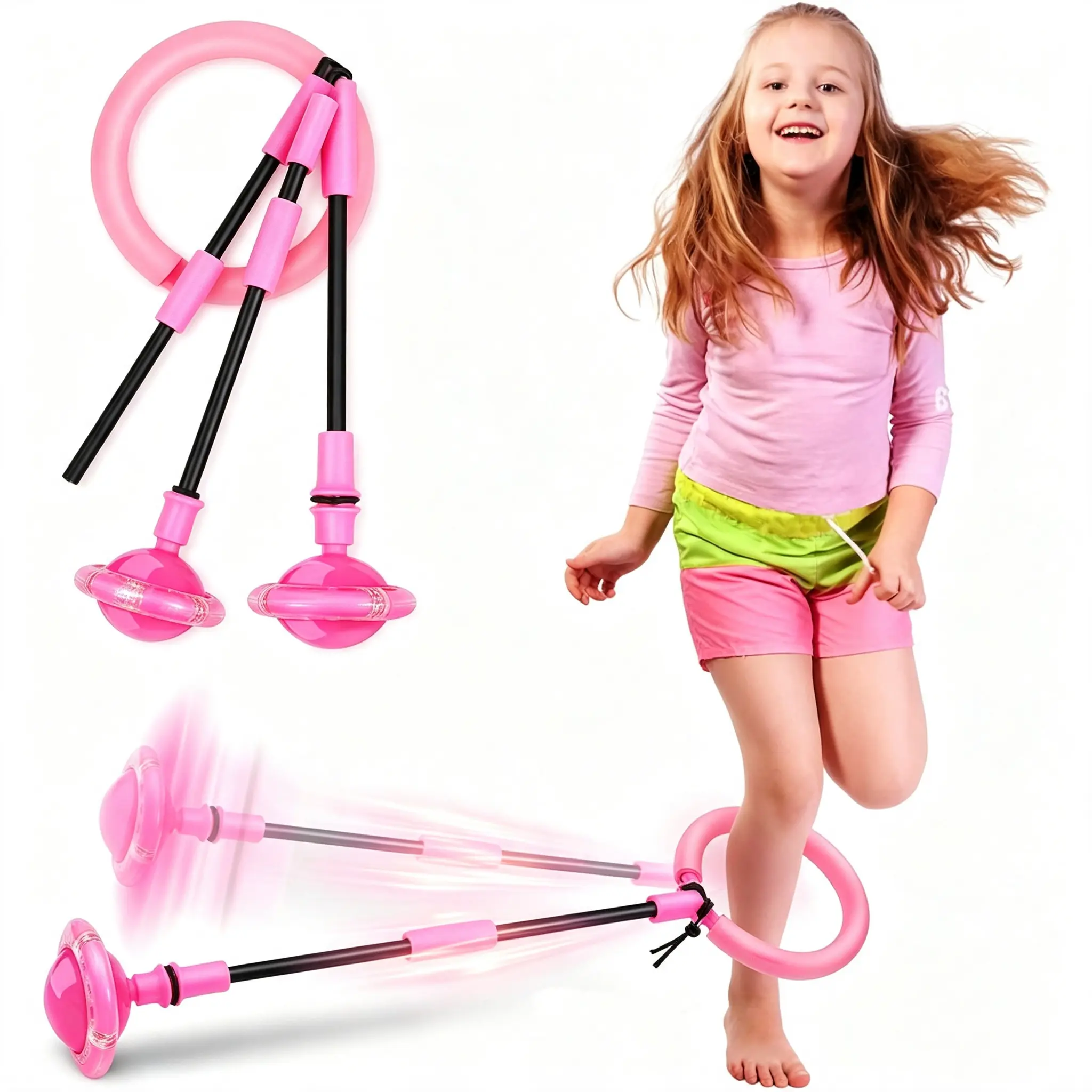 Skip Ball, Portable Foldable Colorful Flash Wheel Swing Ball, Kids Toys for Girls & Boys, Sports Fitness Toys for Kids & Adults. Gifts for Mom Women & Girls Toys Age 5-10 Years