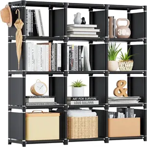 Storage Cube Shelf, 1 Set DIY Book Shelf, Metal Storage Cube Shelf, Home Organizer for Bedroom & Living Room, Home Space Saver, Bookshelf Storage