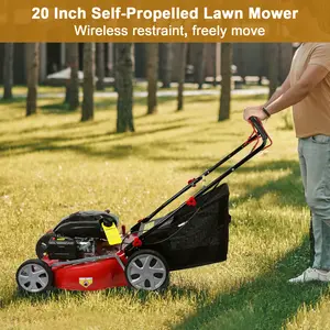 Lawn Mower, power tools,Self Propelled Lawn Mower, 141cc Gas Engine Lawn Mower, Push Lawn Mower with 50L Grass Tank, Big Wheels