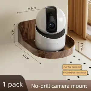 Wood Grain Wall Mount Camera Holder, No-Drill Router Stand, Xbox & Security Camera Bracket, Strong Wire Organizer for Home Use