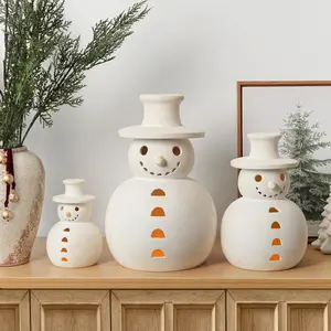 Christmas Snowman Statue Ornament, Handmade Winter Decoration, Unique Holiday Rustic Home Table Decor, Indoor Outdoor Farmhouse Style