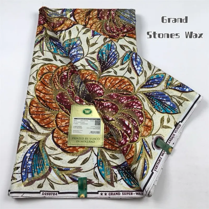 100% Ankara Grand Stone Fabric - Premium African Wax Print Fabric for Clothing, Home Decor