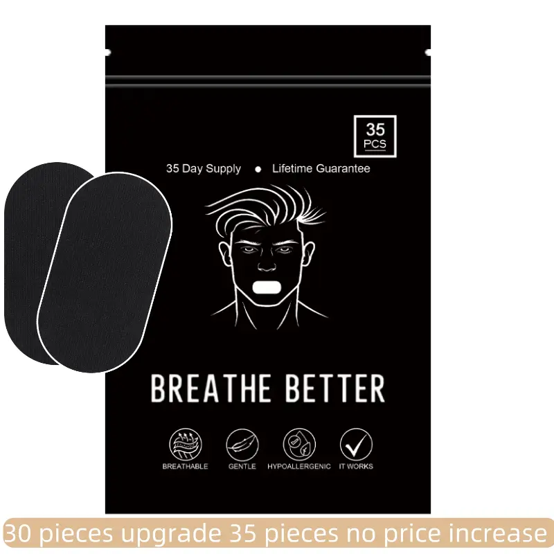 30 Packaging Upgrade 35 Packaging Super Breathable Mouth sticker，Ultra Breathable Mouth Tape One Month Supply 35 Strong Adhesive Sleep Strips, Enhance