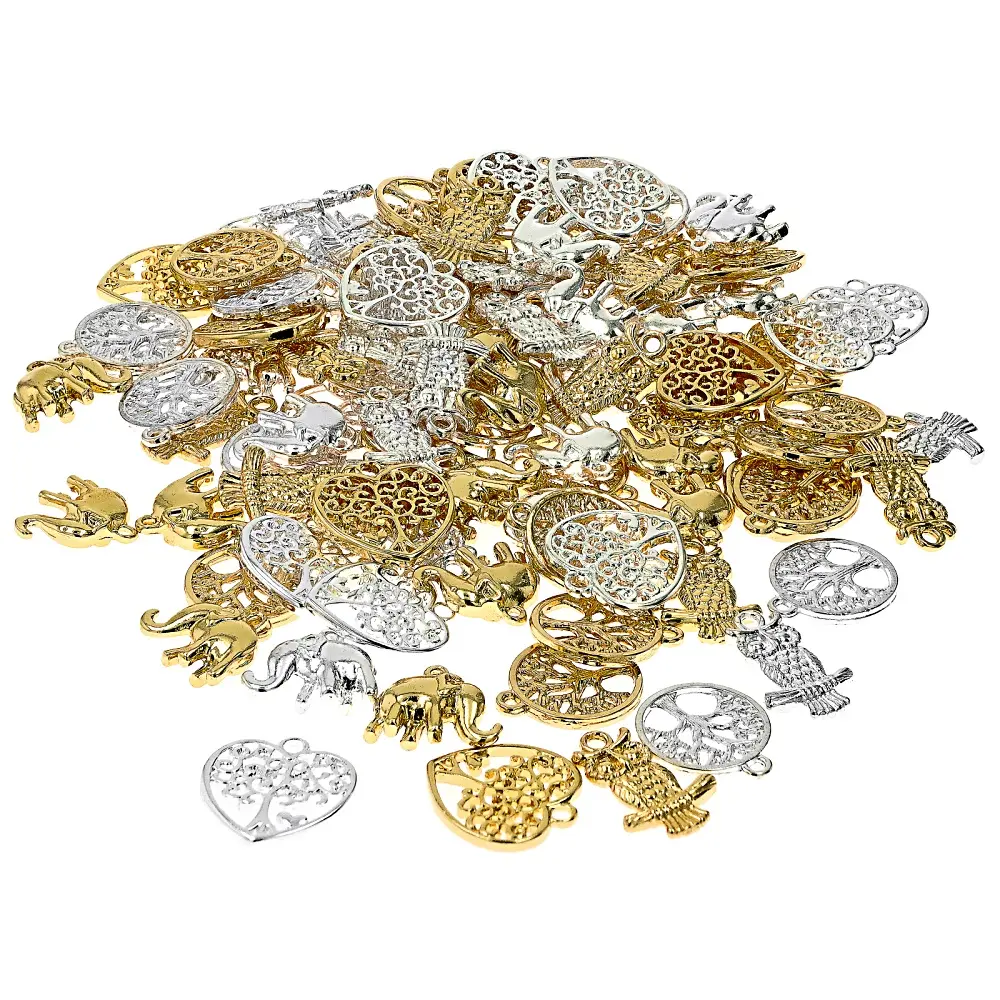 JTV Silver & Gold Tone Assorted Charm Set of 100