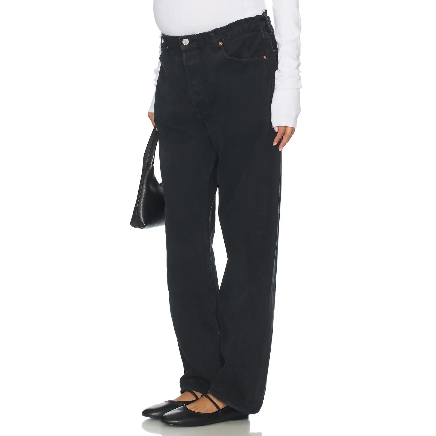 aligrace Vintage Maternity Baggy Jeans in Black