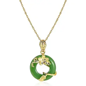 BloomWish S Jade Necklace for Women Buddha Jade Necklaces Green Crystal Necklace Lucky Buddha Jewelry Gifts for Women