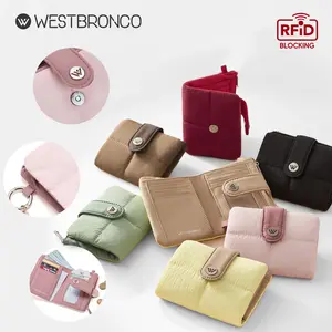 WESTBRONCO Minimalist Wallets for Women Fashion Coquette Card Holder for Daily Use, Puffer RFID Short Wallet for Teen Girls, Coin Purse with ID Window&Zipper Pocket&Card Slots Casual Style Mother's Day Gift for Her TikTokShopStockUp