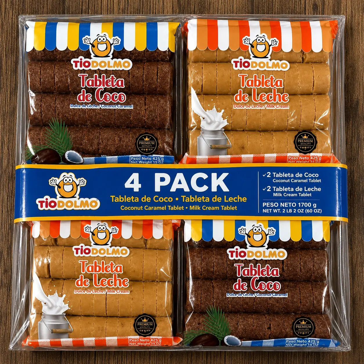 Tío Dolmo Tableta de COCO y Tío dolmo Tableta de LECHE 425g