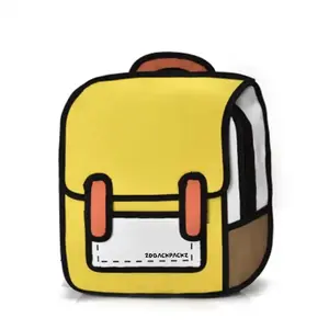 Yellow 2D Backpack by 2DBackpackz Cartoon Backpack Toon Pack Anime