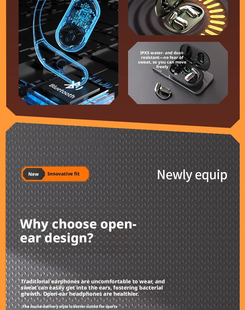 2026 Open Ear Bluetooth Headphones, LED Digital Display, DT5.0 Directional Sound, 13mm Dynamic Driver, 75H Playtime, Over-Ear Wireless Earbuds for Sports/Running