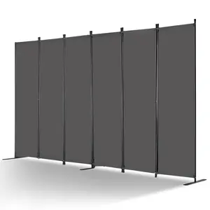 Room Divider, 6-Panel Folding Privacy Screen, Portable Partition for Room Separation, Freestanding Partition for Home Office, Living Room, Bedroom, Studio, Grey Finish Great For Open Spaces In Homes Or Offices.