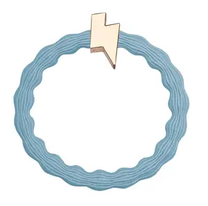 Gold lightning bolt charm - Baby Blue hair tie