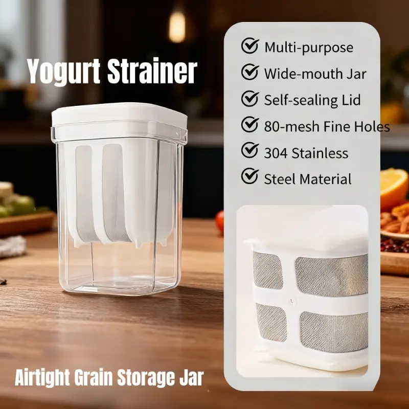 Yogurt Filter Separator, 37.2 Oz Capacity, BPA-Free PP, Ideal for Greek Yogurt & Whey Separation, Compatible with Nut Milk, Juice, Kefir, Tofu, Cheese