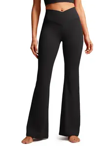 CRZ YOGA Butterluxe Crossover Flare Leggings for Women 31" - High Waist V Cross Bootcut Bell Bottoms Tummy Control Yoga Pants