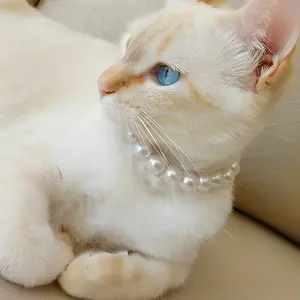 Pet Pearl Necklace for Cats and Dogs, Fashionable All Pearl Collar for Stylish Pets,