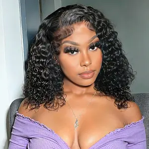 Bob Wig Human Hair 13x4 Lace Frontal Deep Curly Wave, 180 Density Short Wigs for Black Women, Pre Plucked with Baby Hair Natural Hairline Easy to Style