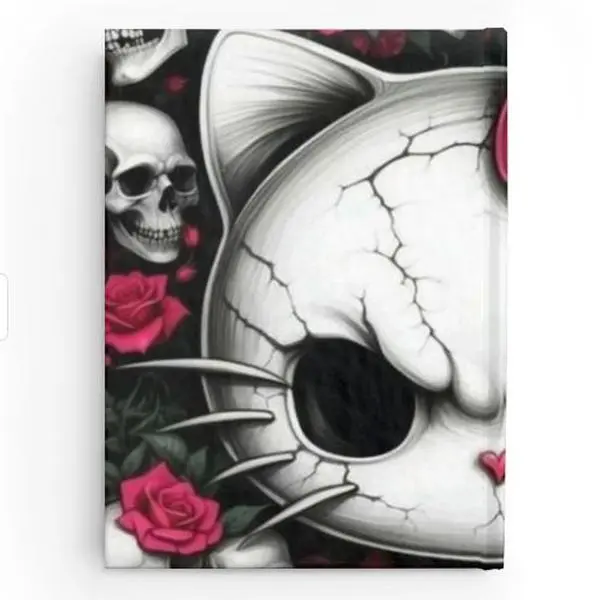 Gothic Kitty Journal Cute Cat Notebook with Skull Design Diary Perfect Teen Gift for Halloween Writing Unique Stationery