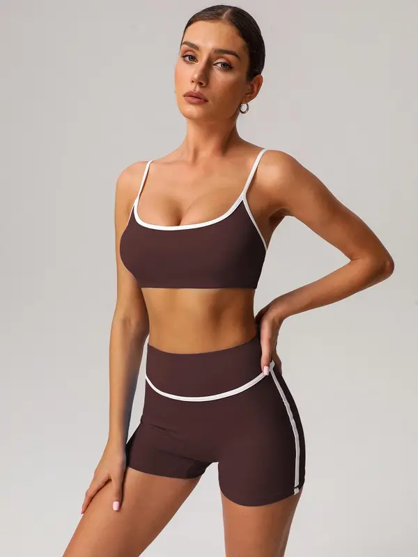 2-Piece Set: Ribbed Seamless Crop Tank High Waist Yoga Leggings